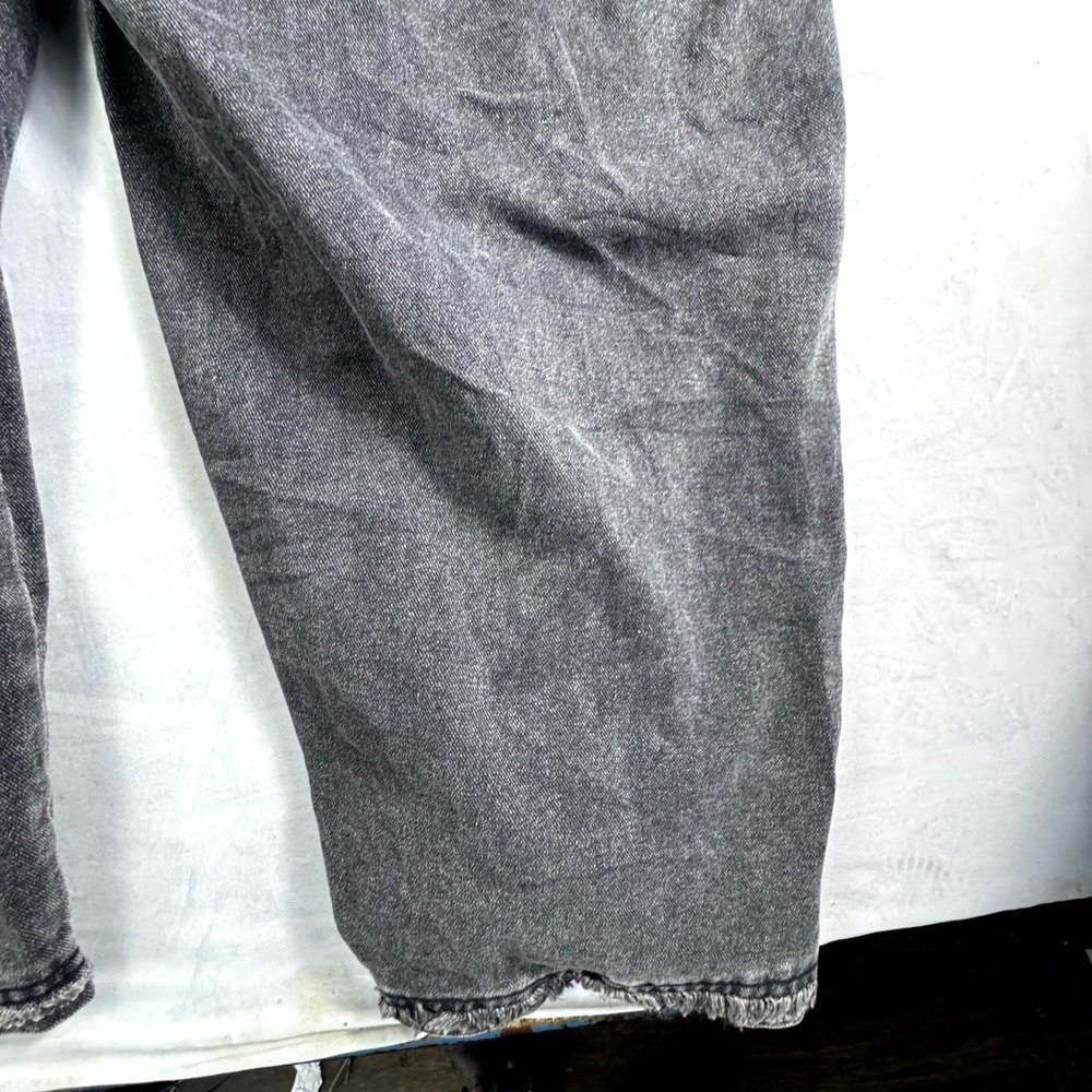 Womens Bib Overalls XXL Dark Gray Denim Relaxed Fit Adjustable Straps Distressed - Picture 6 of 16